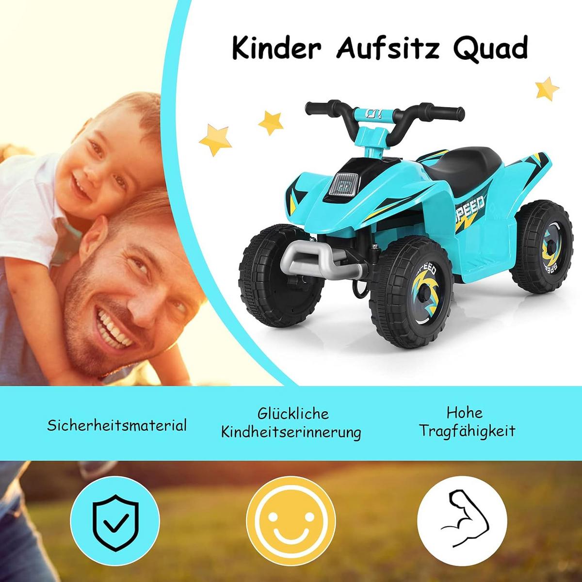 KINDERMOTORRAD 6V Elektro Kinderquad Blau - Blau, Kunststoff (73/44.5/40cm) - COSTWAY