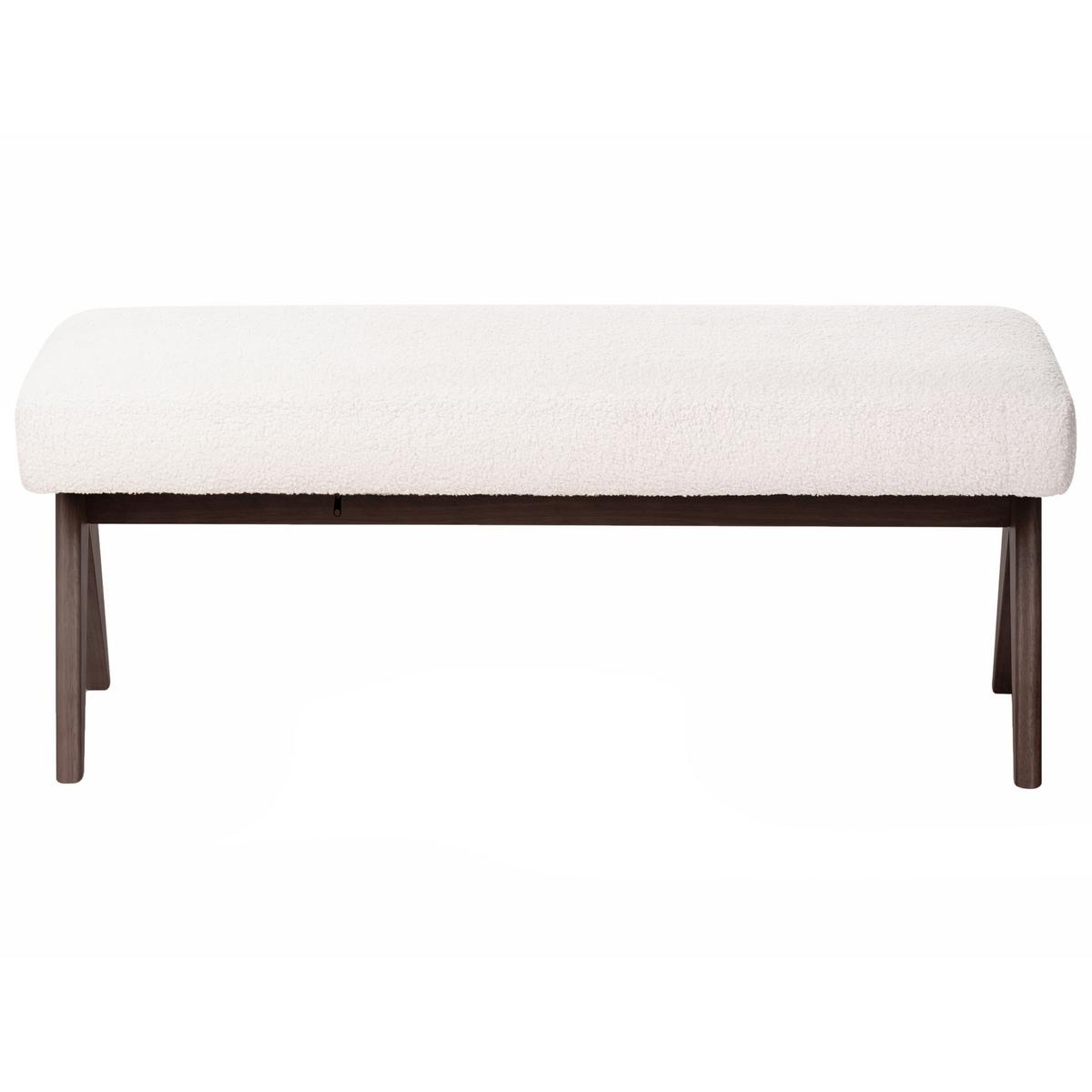 POLSTERBANK Bouclé Cremeweiß/Dunkelbraun Tamre - Creme, Textil (118/48/46cm) - Beliani