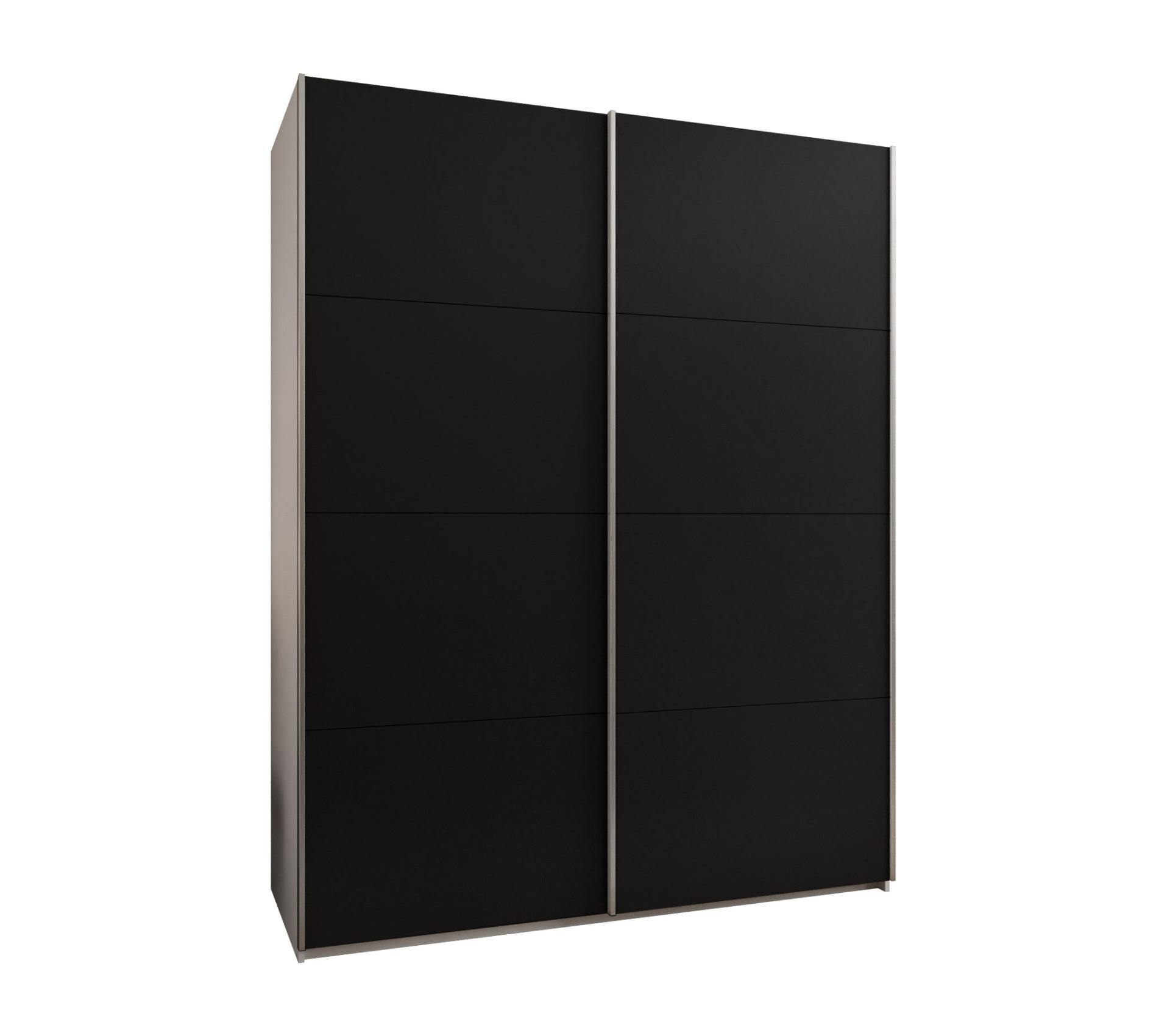 SCHWEBETÜRENSCHRANK 245,5/200/64 2-türig - Silberfarben/Schwarz, Holz/Metall (200/245/64cm) - Abiks Möbel