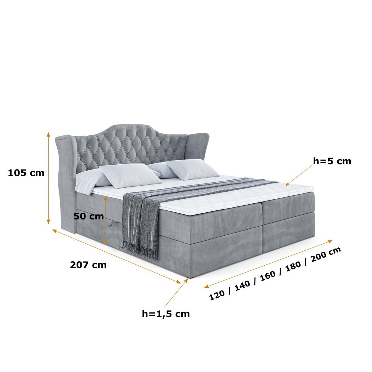 BOXBETT mit Matratze H4 und Lattenrost - VILA - 180x200 cm - H4 - Grau - Grau, Holzwerkstoff (180/200cm) - ALTDECOR