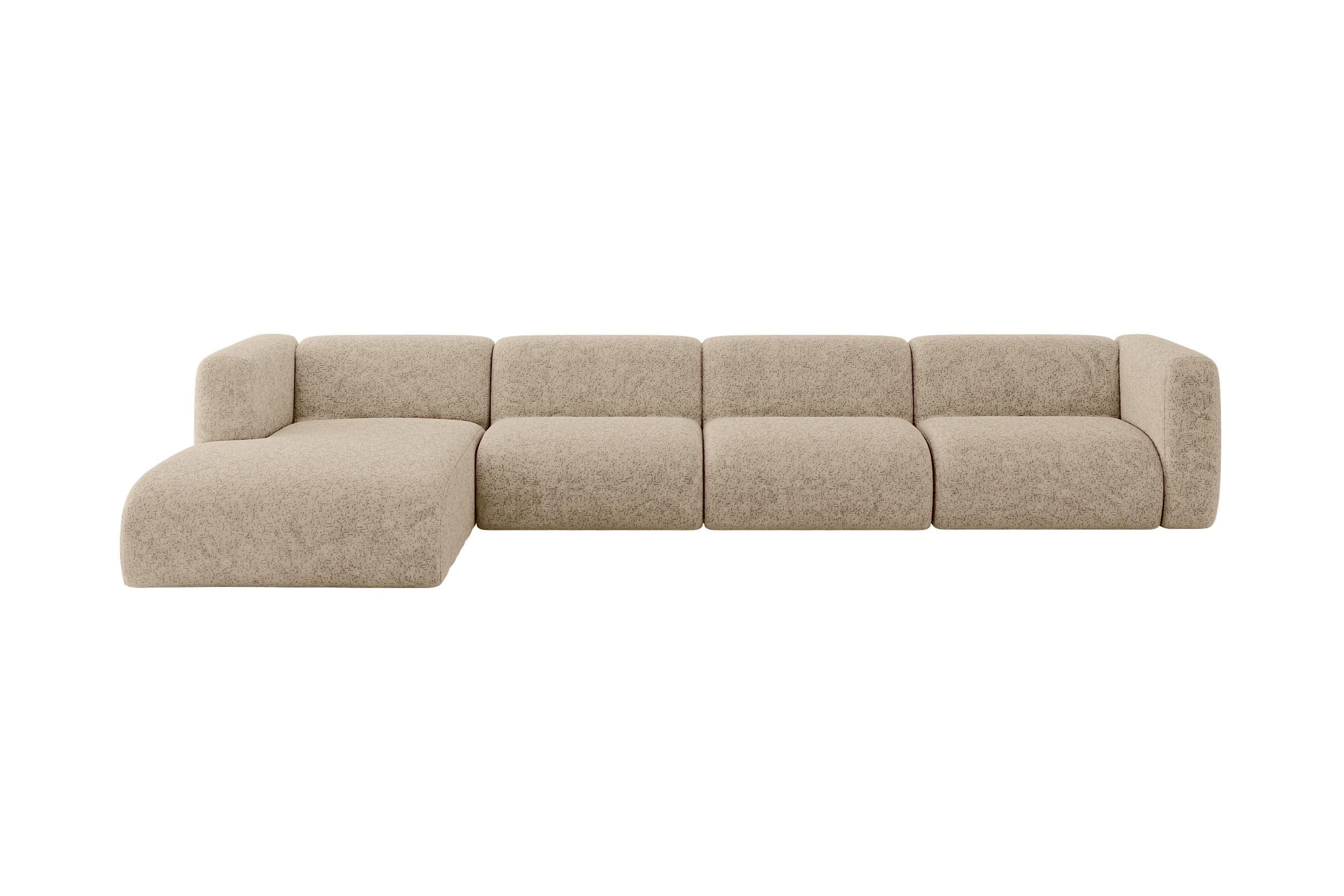 ECKSOFA Ottomane Links MIRA-L3 409x179x70 Braun Velours - Schwarz/Braun, Holzwerkstoff/Kunststoff (409/179cm) - ALTDECOR