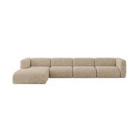 ECKSOFA Ottomane Links MIRA-L3 409x179x70 Braun Velours - Schwarz/Braun, Holzwerkstoff/Kunststoff (409/179cm) - ALTDECOR