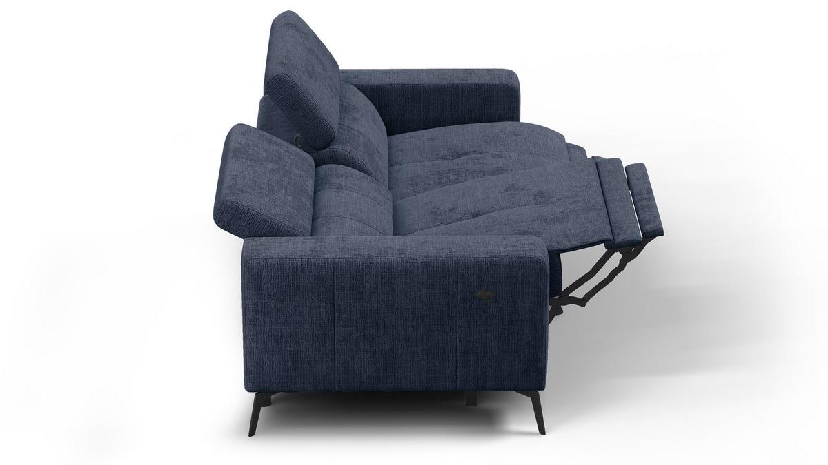 RELAXSOFA MORELLO 3-Sitzer, marineblau, 2 x Relax Zero Gravity - Dunkelblau, Holz/Textil (206/82/103cm) - Wozimo