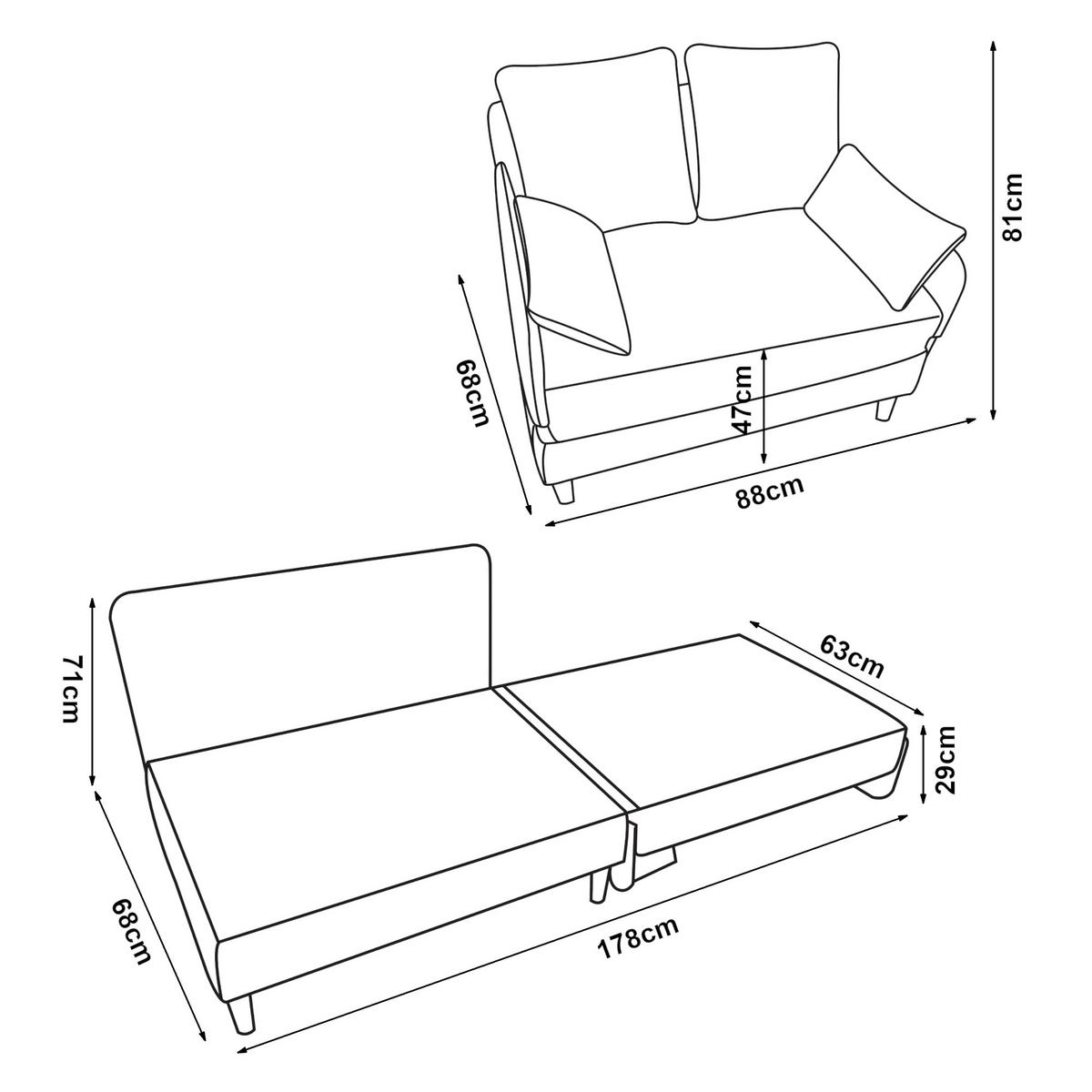 SCHLAFSOFA Seinlus - Dunkelgrau, Holz/Holzwerkstoff (88/47/68cm) - [en.casa]