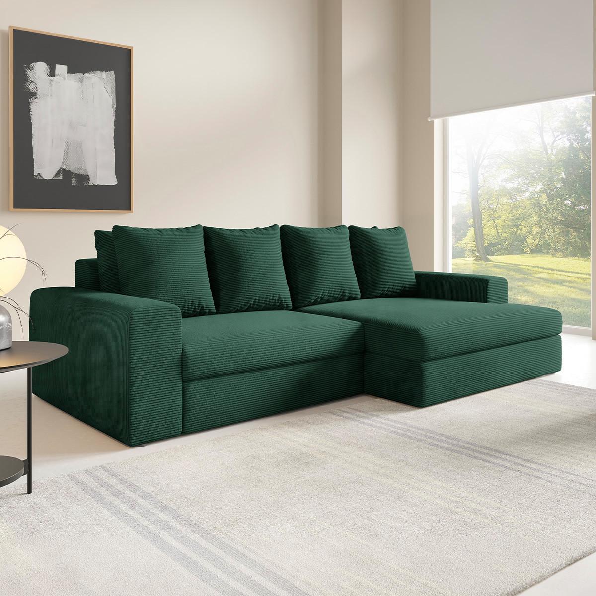 ECKSOFA Paola 3 Sitzplätze Tannengrün - Grün, Holz (272/167cm) - Petits-meubles