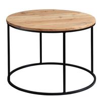 COUCHTISCH Akazie Massivholz Metall 60x43x60 cm, Rundes Design, Kompakt - Schwarz/Akaziefarben, Holz/Metall (60/60/43cm) - KADIMA DESIGN