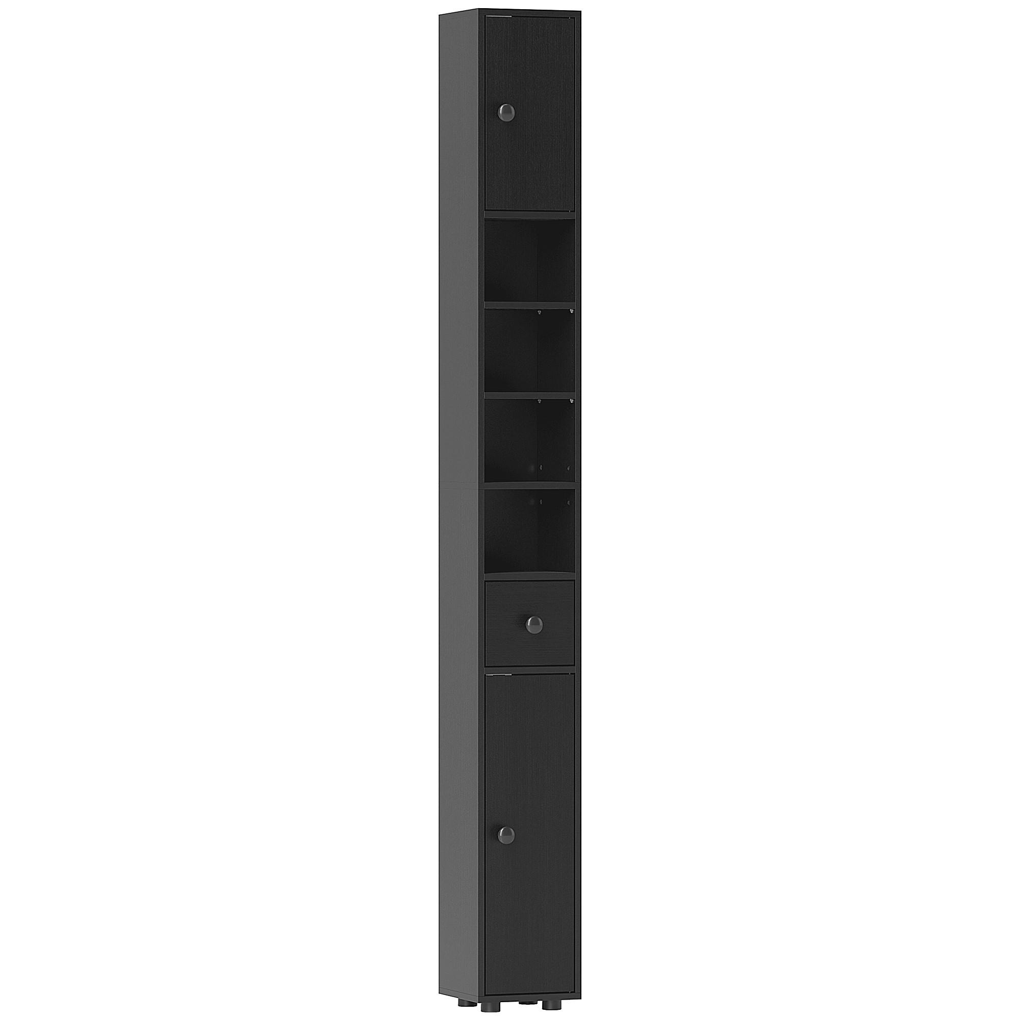 BADEZIMMERSCHRANK Spanplatte Schwarz - Schwarz/Grün, Karton/Holzwerkstoff (20/180/20cm) - Kleankin