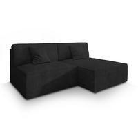 ECKSOFA FIORO P Schwarz Kordstoff mit Schlaffunktion - Schwarz/Grau, Holz/Kunststoff (204/148cm) - MASSENO