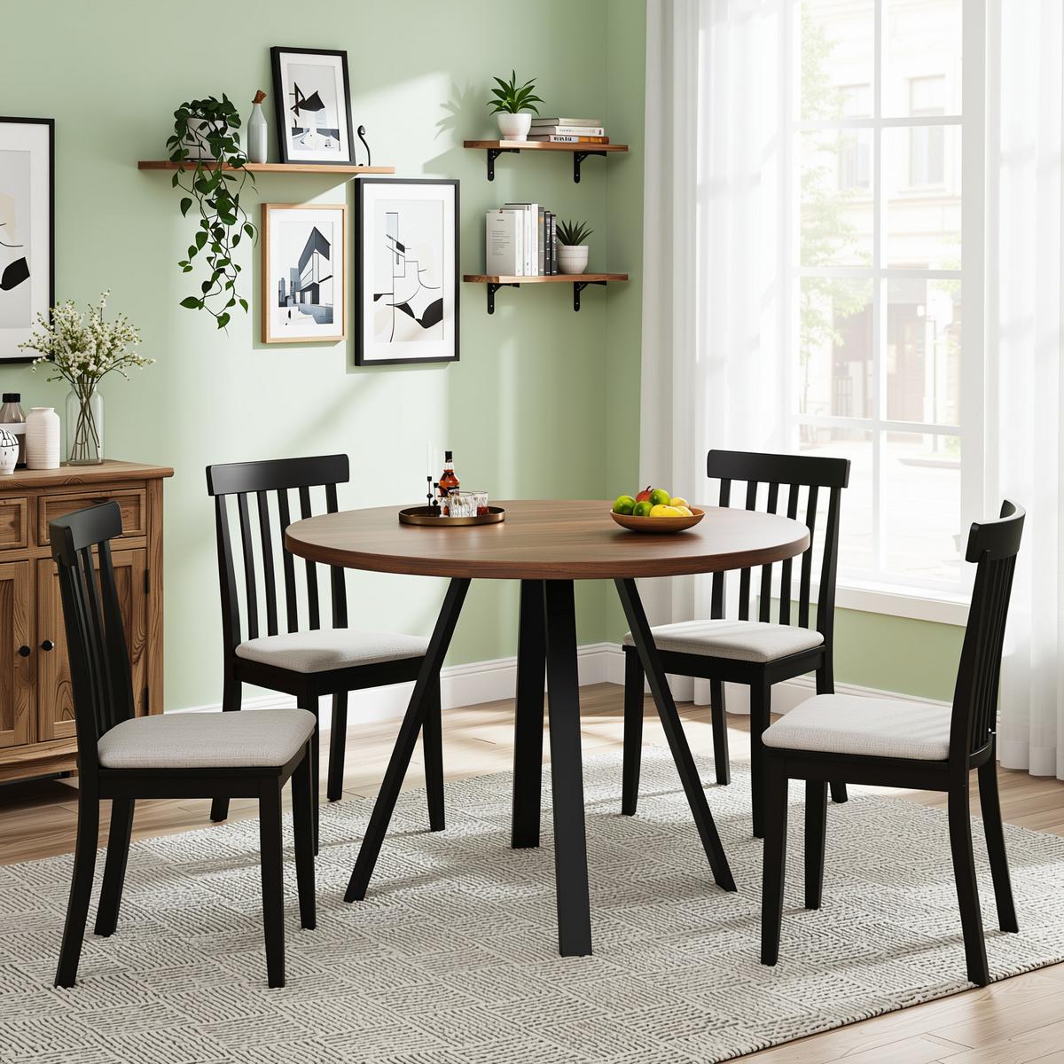 ESSTISCH Runder 80 cm Walnuss & Schwarz – Kompakttisch mit Metallbeinen im Retro-Design - Sonoma Eiche, Holzwerkstoff (80/80/75cm) - Urban Meuble