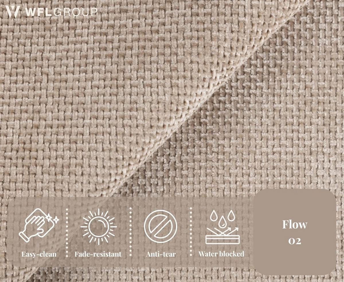 WOHNLANDSCHAFT Dahlia mit Schlaffunktion und Bettkasten in U-Form - Beige Chenille 373/92/155 cm - Beige/Schwarz, Kunststoff/Textil (373/92/155cm) - WFL GROUP