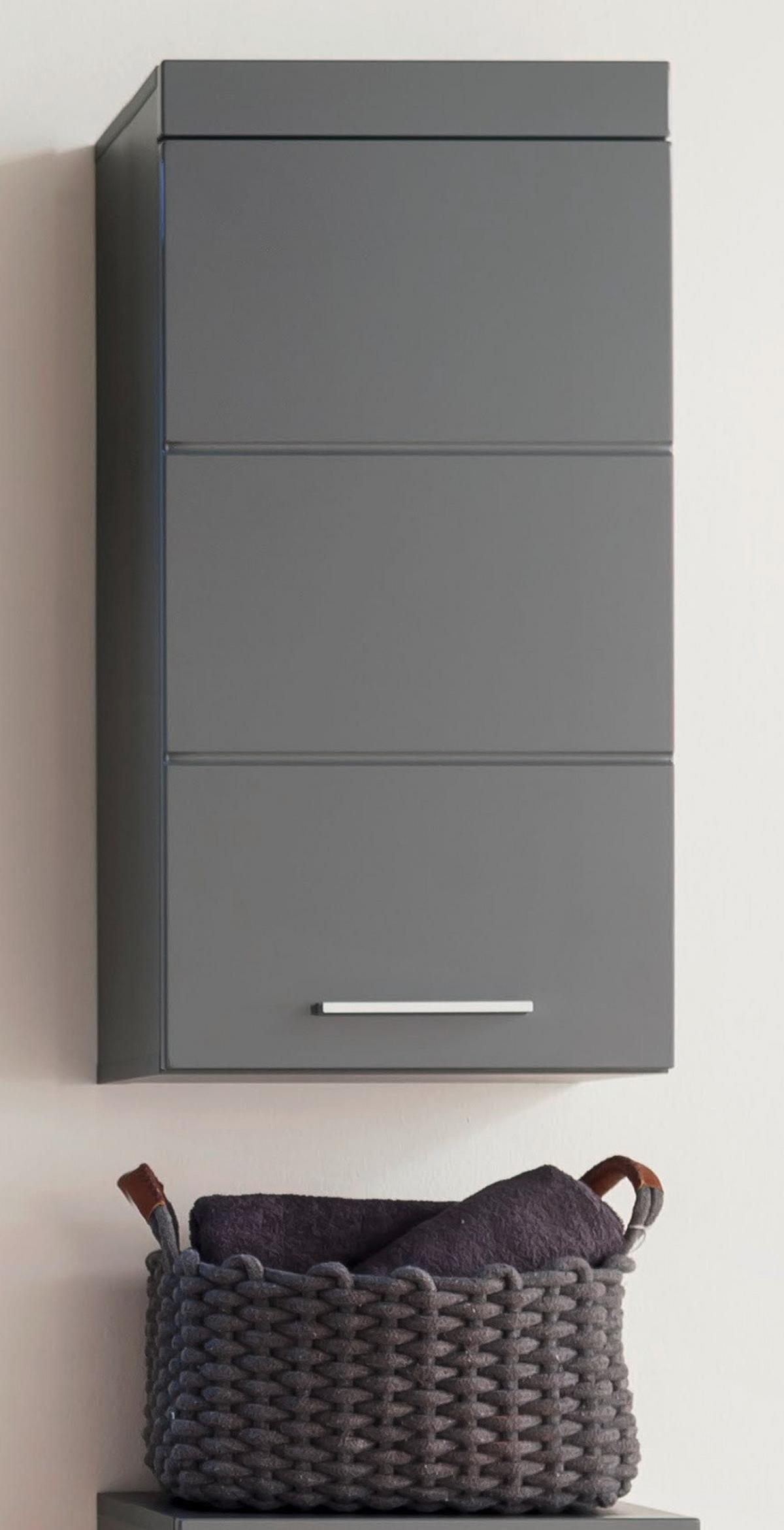 HÄNGESCHRANK grau Hochglanz 37 x 77 cm, Badschrank hängend - Grau, Holzwerkstoff/Kunststoff (37/77/23cm) - Top.Furn