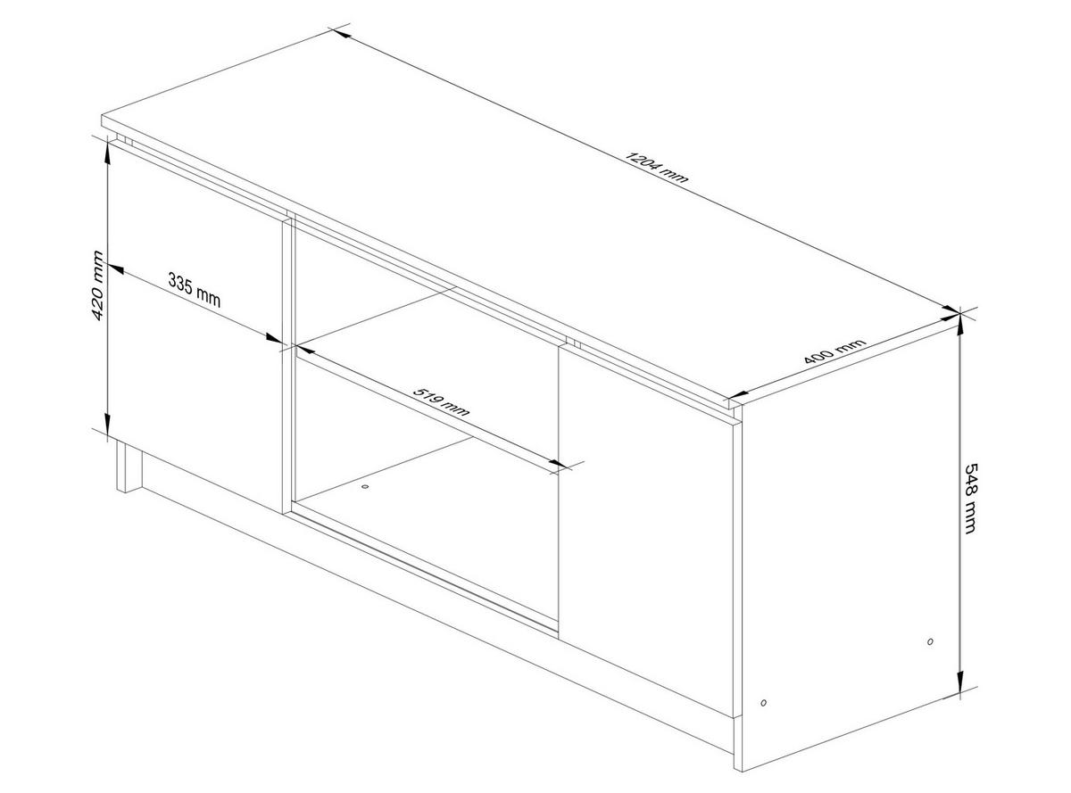 LOWBOARD Weiß, Graphit Grau 55/120/40 - Weiß, Holzwerkstoff (120/55/40cm) - RAUMHIRSCH FURNITURE