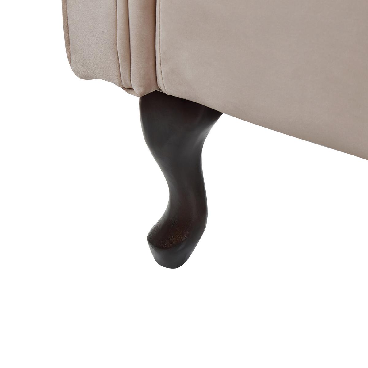 CHAISELONGUE Samtstoff beige rechtsseitig Lattes - Beige, Textil (188/87/59cm) - Beliani