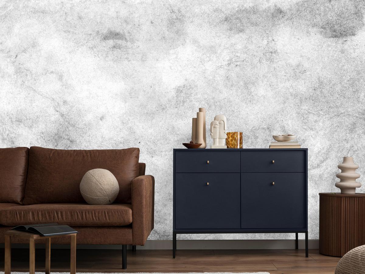 FOTOTAPETE für Wohnzimmer Grauer Beton Minimalismus Loft 400x280 - Weiß/Grau, Papier (400/280cm) - Muralo