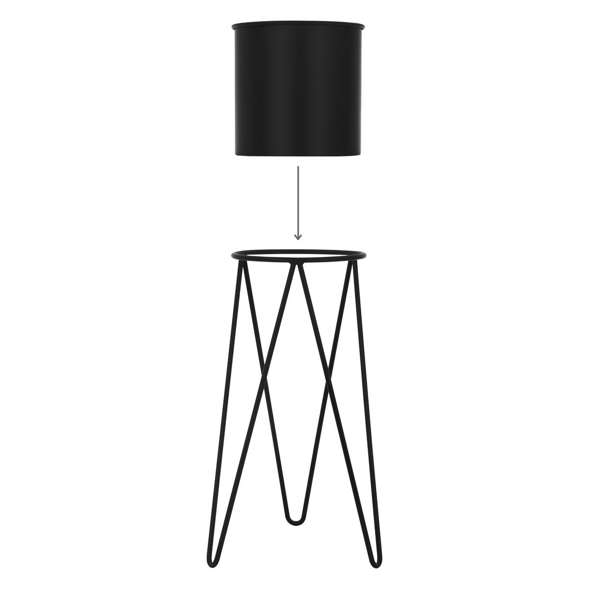BLUMENSTÄNDER 2er Set Schwarz 27x27x48,5 cm/35,5x34x75 cm aus Stahl - Schwarz, Metall (35.5/34/57cm) - ML-DESIGN