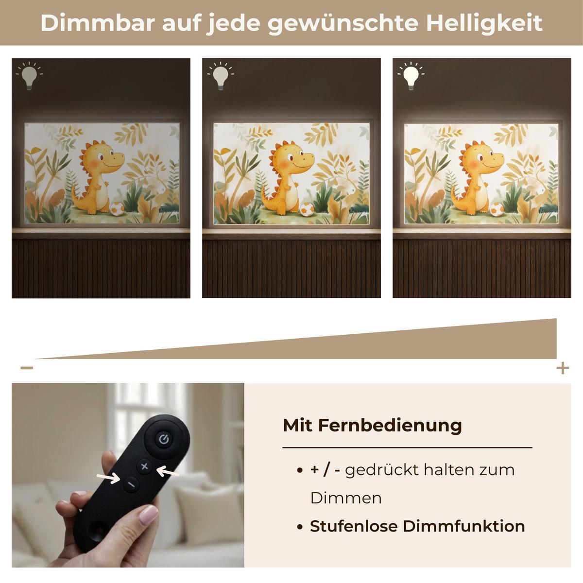 WANDLEUCHTE MIT AKKU Dino - Fußball - Orange 60x40 cm - Beige, Holzwerkstoff (60/40/8cm) - OnlyWow