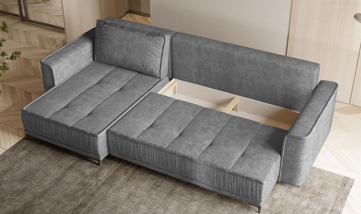 ECKSOFA Juna Mit Schlaffunktion - Beige, Holzwerkstoff/Textil (240/140cm) - Fun Möbel