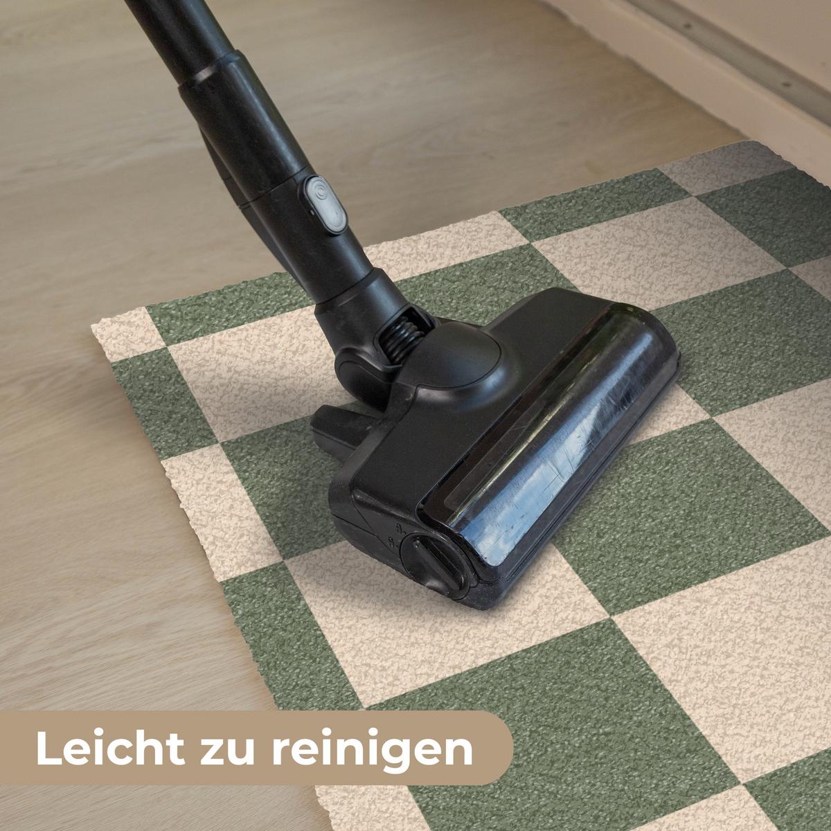 FUSSMATTE Schachbrettmuster - Grün - Beige - Blöcke Flurteppich 60x40 cm - Olivgrün, Kunststoff (60/0.4cm) - MuchoWow