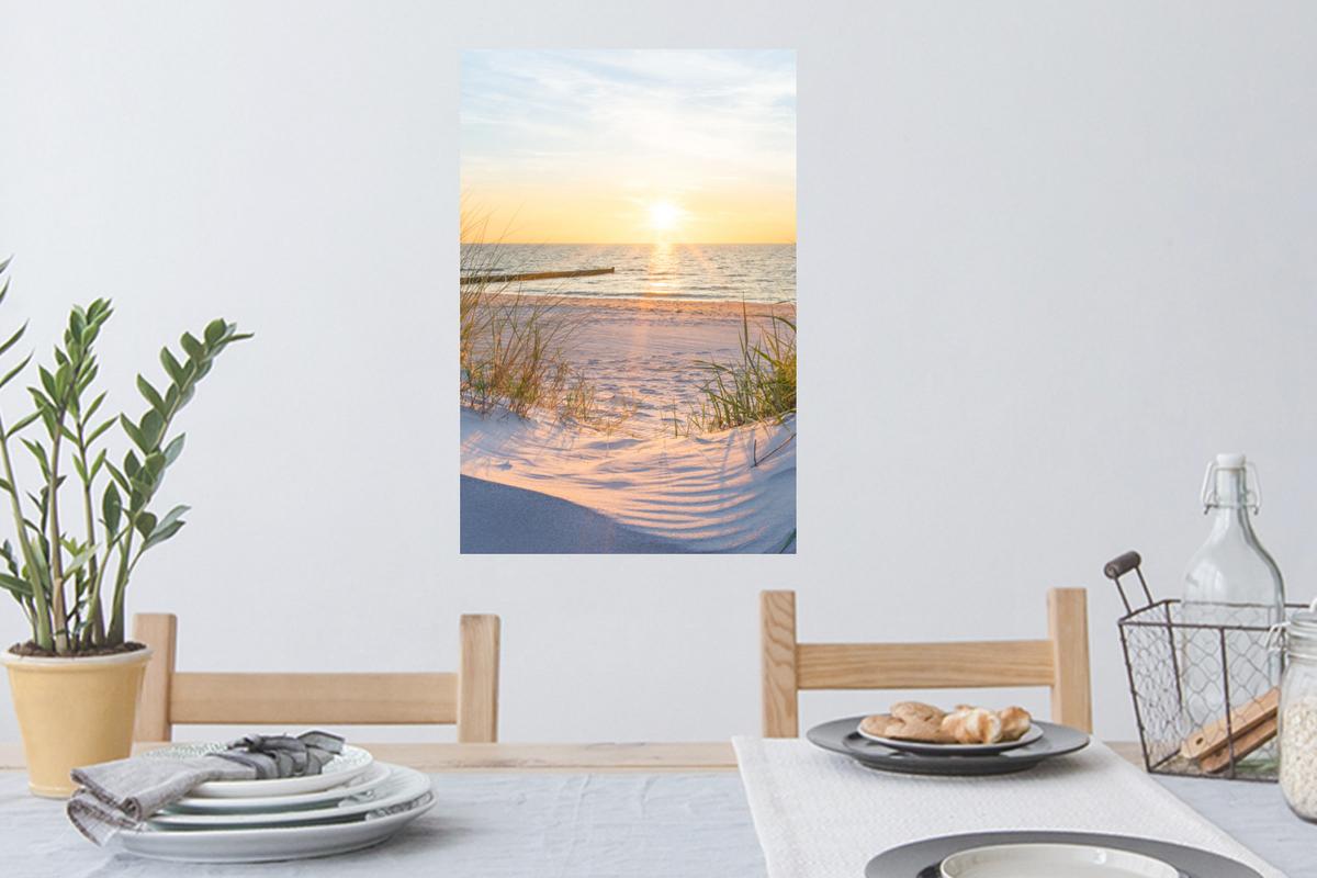 WANDTATTOO Strand - Sonne - Düne - Gras - Sand - Horizont Wandbild 40x60 cm - Hellblau, Kunststoff (40/60/0.1cm) - MuchoWow
