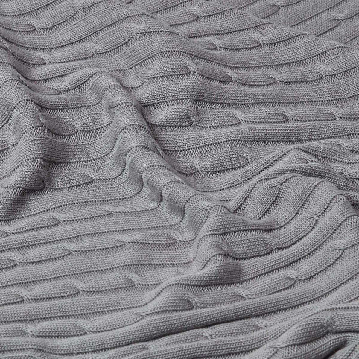 STRICKDECKE 130/170 cm, Baumwolle mit Zopfmuster - Grau, Textil (130/170cm) - Homescapes