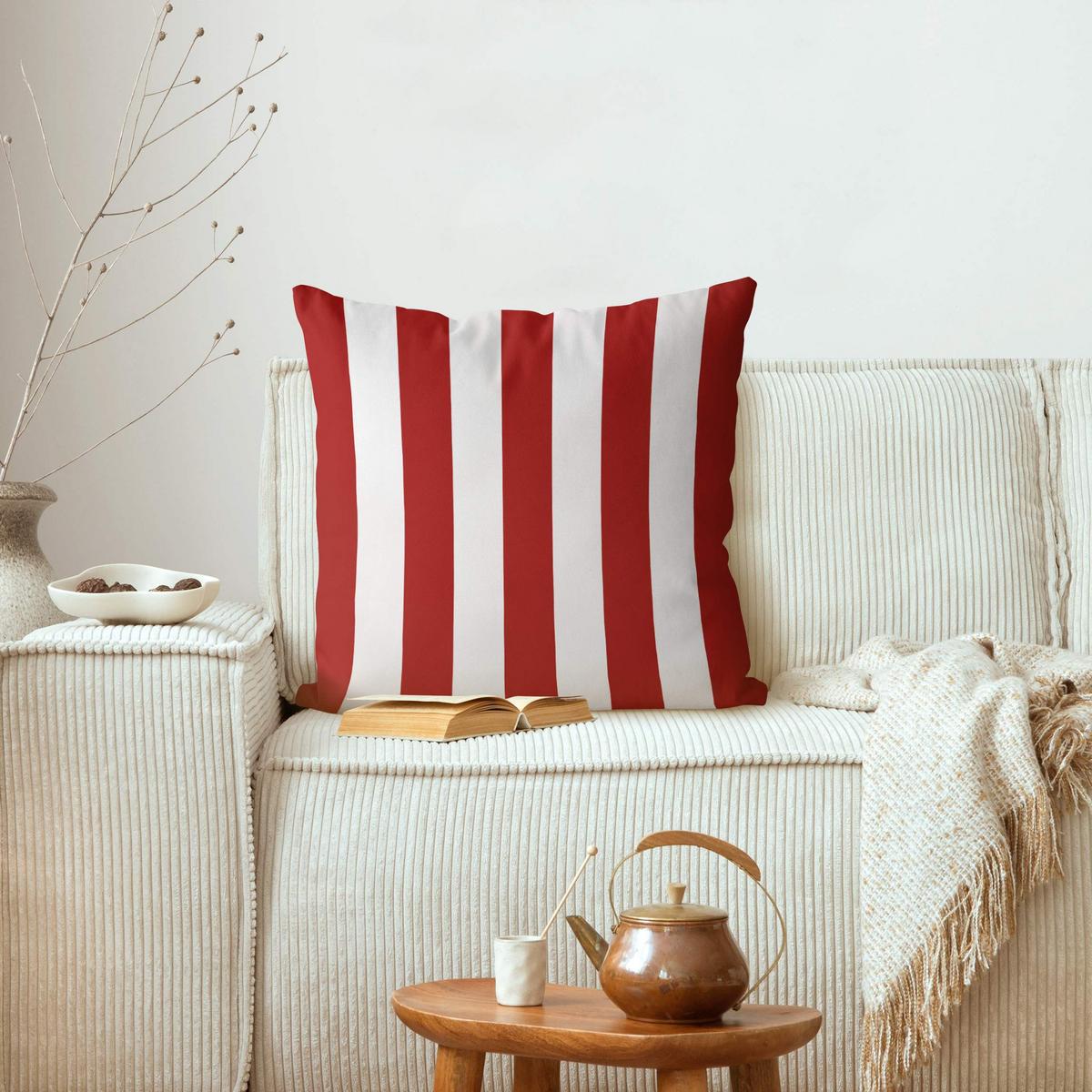 DEKOKISSEN Längsstreifen in Rot 40/40 cm - Rot, Textil (40/40/10cm) - Bilderwelten