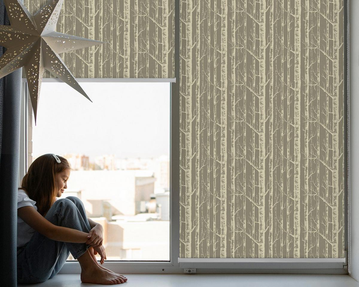 INNENROLLO - Fensterrollo - Rollo - 110x140 cm - Baumstämme - Braun, Kunststoff (110/140/0.5cm) - TULUP