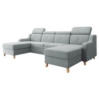 ECKSOFA Marbella U - Hellgrau/Naturfarben, Holz/Textil (286/82/165cm) - MIRJAN24