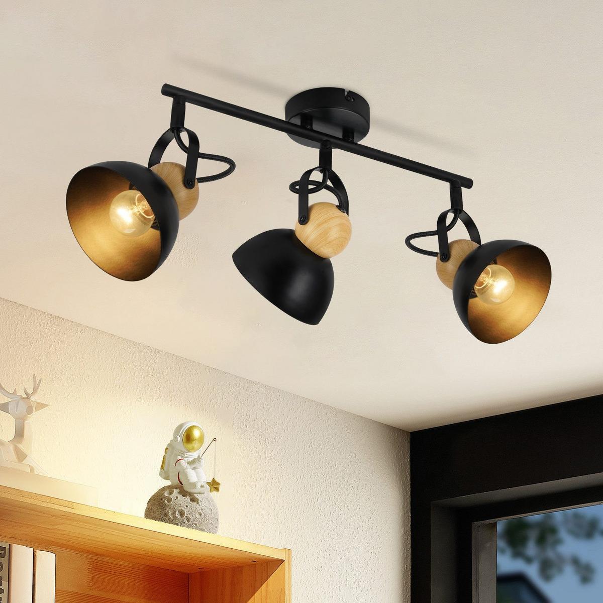 DECKENSTRAHLER Fox 3-flammig 46/21/15 cm - Schwarz, Metall (46/21/15cm) - Nettlife