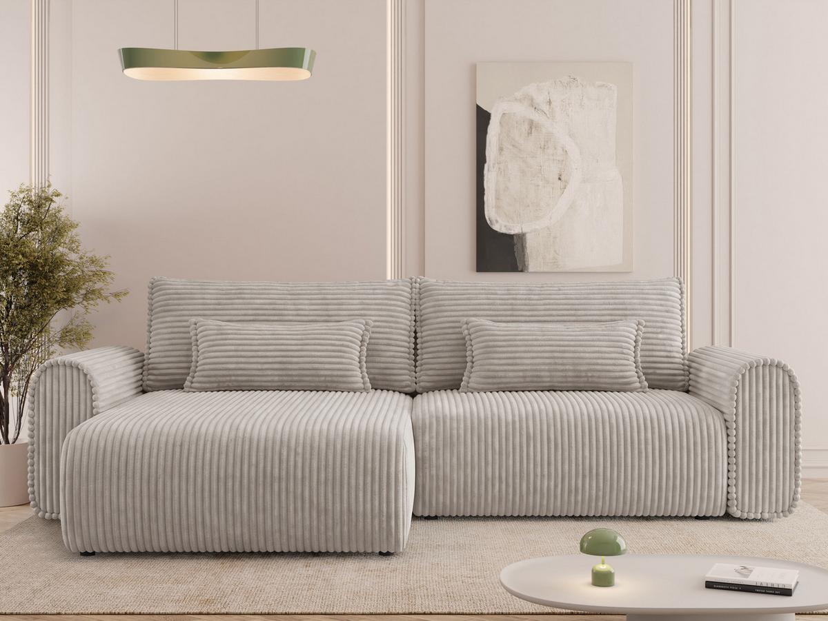 ECKSOFA Surles Cord - Schwarz/Naturfarben, Holz/Kunststoff (245/145cm) - MIRJAN24