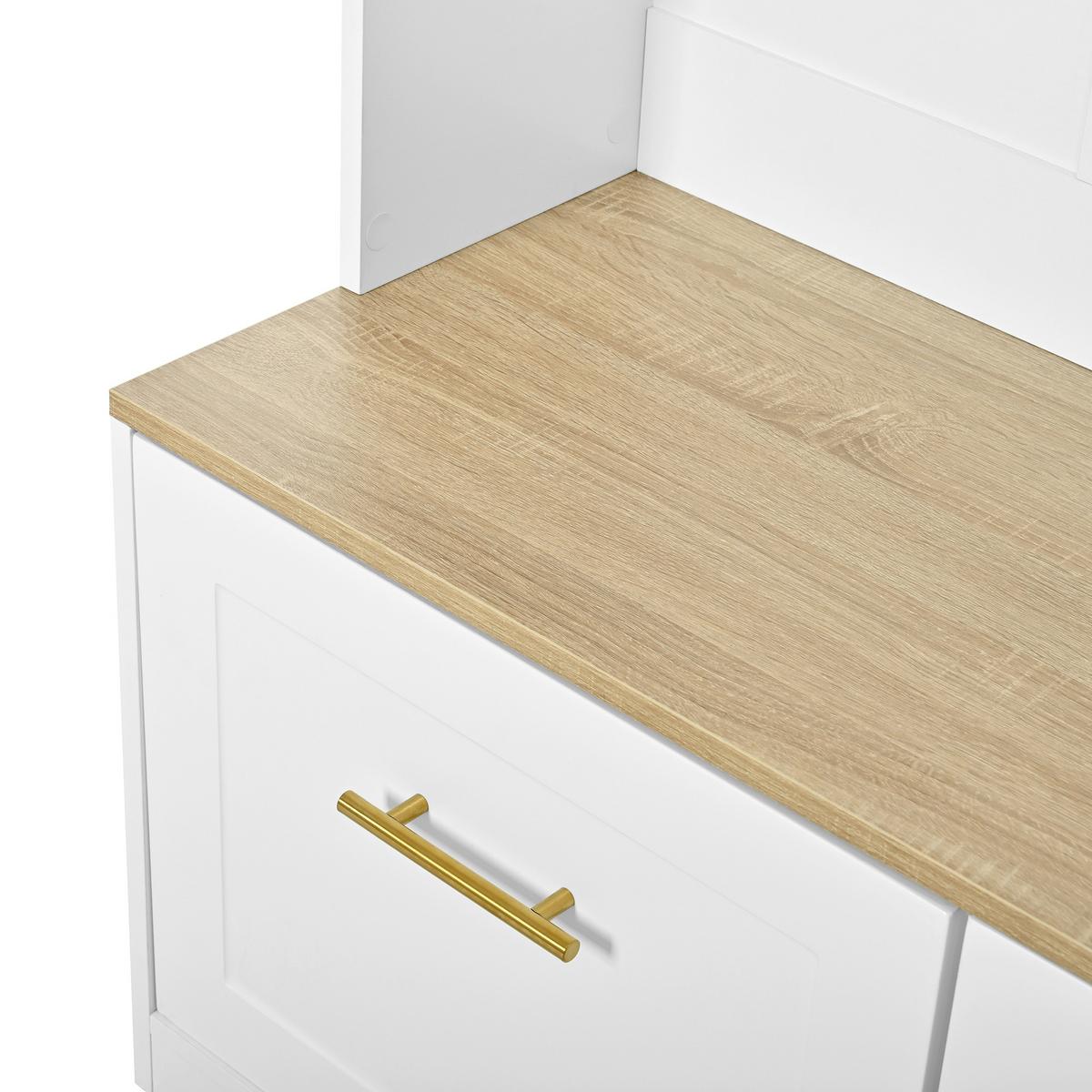 GARDEROBE holzoptik weiß sitzbank stauraum - Weiß, Holzwerkstoff (105/180/40cm) - Urban Meuble