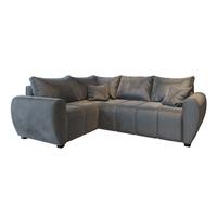 ECKSOFA MADISON L L-S Grau Plüsch-Stoff mit Schlaffunktion - Schwarz/Grau, Holz/Kunststoff (235/175cm) - MASSENO