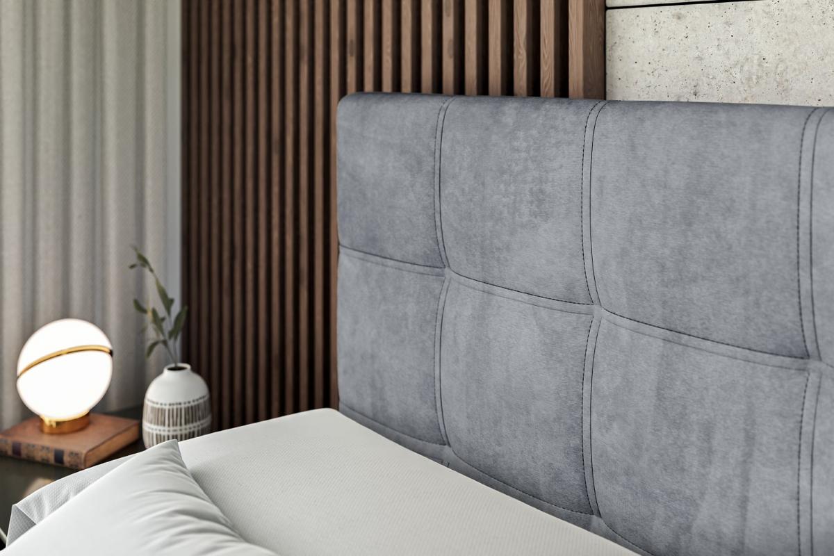 BOXBETT mit Matratze H4 und Lattenrost - MARCE - 120 x 200 cm - Grau - Hellgrau, Holzwerkstoff (120/200cm) - ALTDECOR