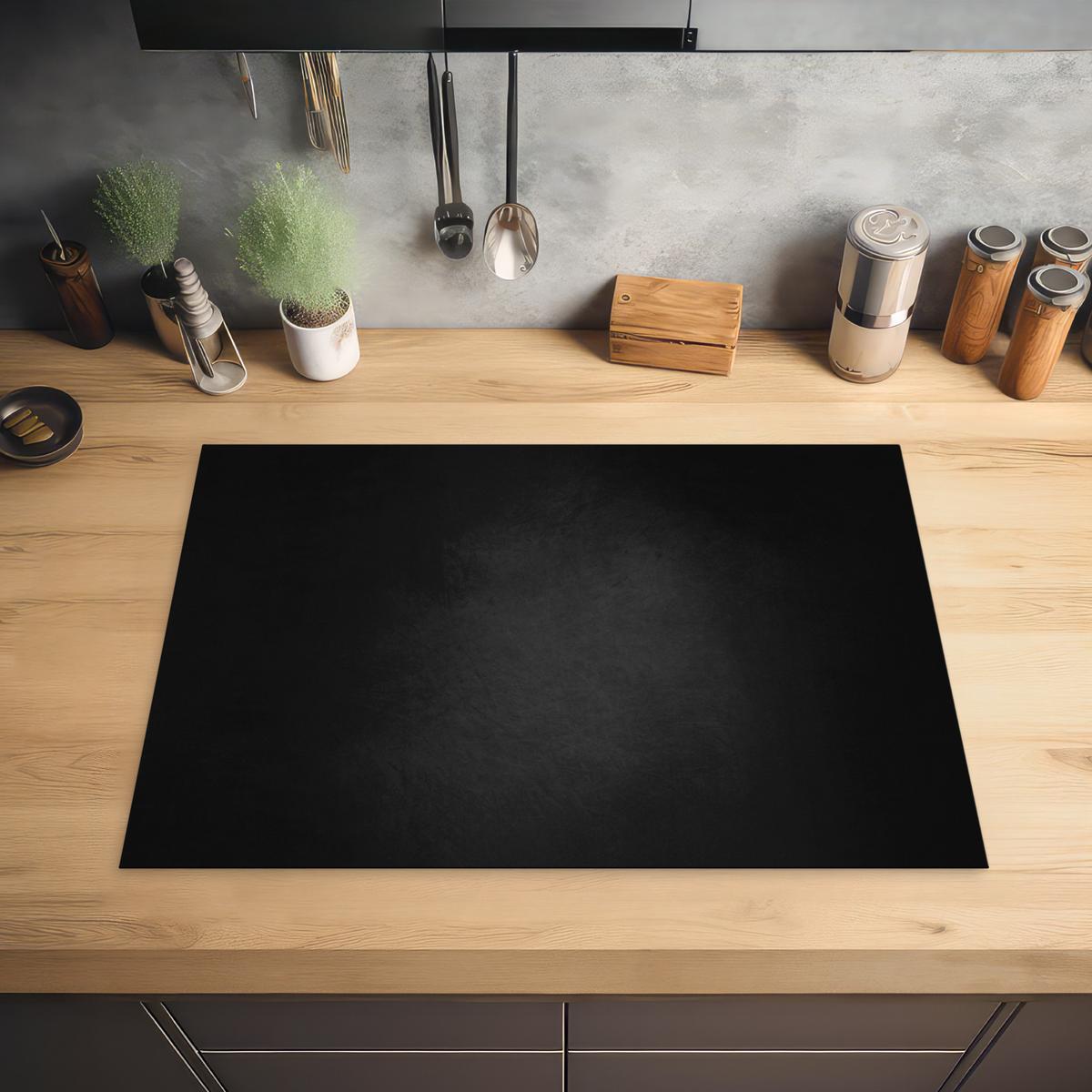 HERDABDECKPLATTE Beton - Schwarz - Grau - Strukturiert - Industriell Herdabdeckung Induktionsfeld 75x52 cm - Graphitfarben, Kunststoff (75/52/0.2cm) - MuchoWow