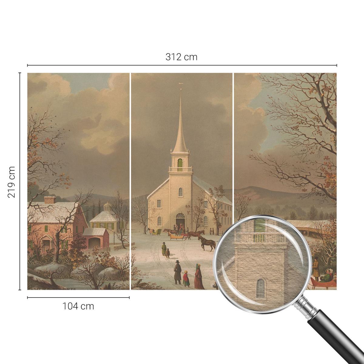 FOTOTAPETE 312x219 cm - Winterlandschaft - Braun, Textil (312/219cm) - Wallfluent