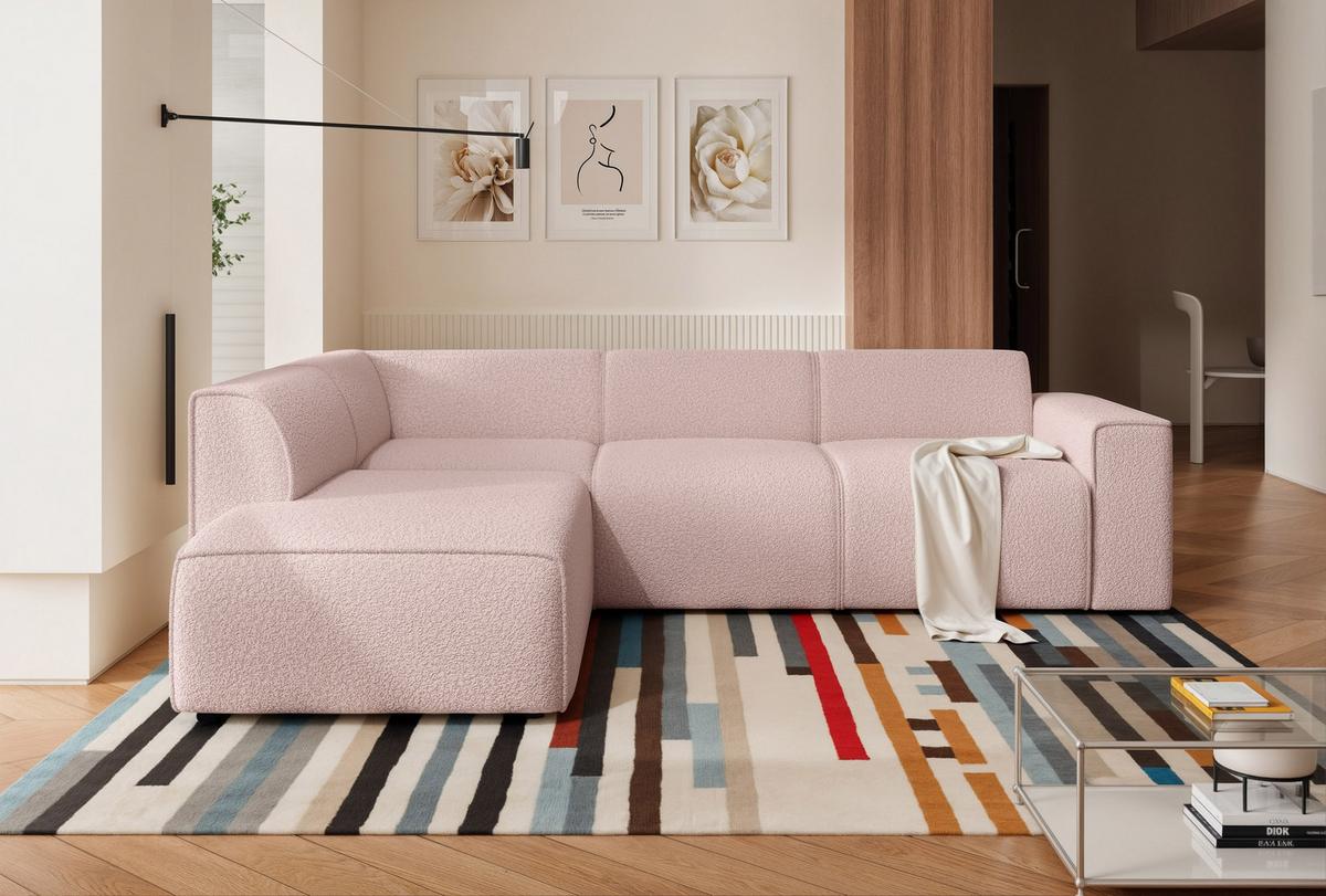 ECKSOFA ZAVO Links Feiner Mischstoff in Rosa - Rosa, Kunststoff/Textil (310/218cm) - Idohome