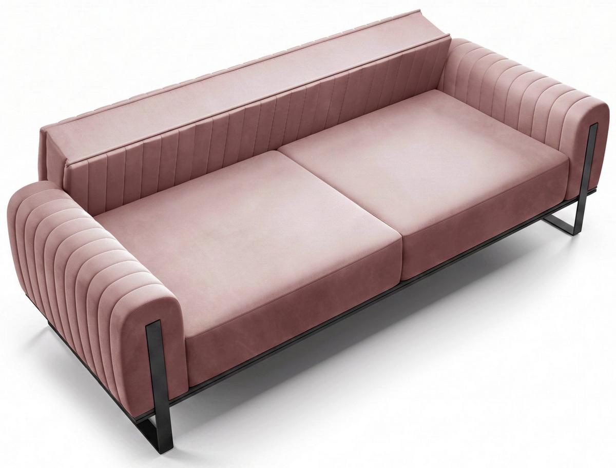 SOFA Parissa 228 cm - Pink/Schwarz, Textil/Metall (228/79/92cm) - Selsey