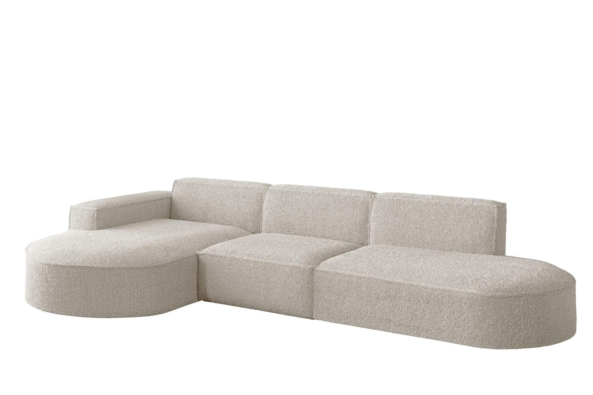 ECKSOFA Ottomane Palma Ascot Bukla - Beige, Holzwerkstoff/Textil (296/165cm) - Fun Möbel