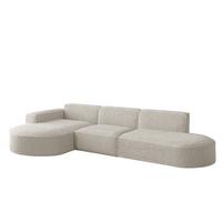 ECKSOFA Ottomane Palma Ascot Bukla - Beige, Holzwerkstoff/Textil (296/165cm) - Fun Möbel