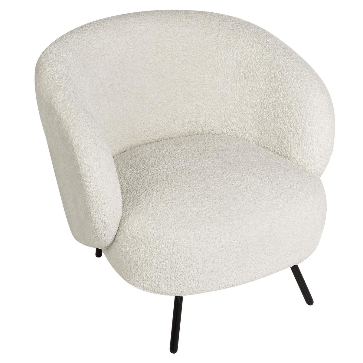 SESSEL Bouclé Cremeweiß Makela - Schwarz/Weiß, Textil (75/72/74cm) - Beliani