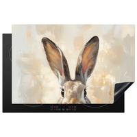 HERDABDECKPLATTE Hase - Ohren - Braun Ceranfeldabdeckung 80x52 cm - Beige, Kunststoff (80/52/0.2cm) - MuchoWow