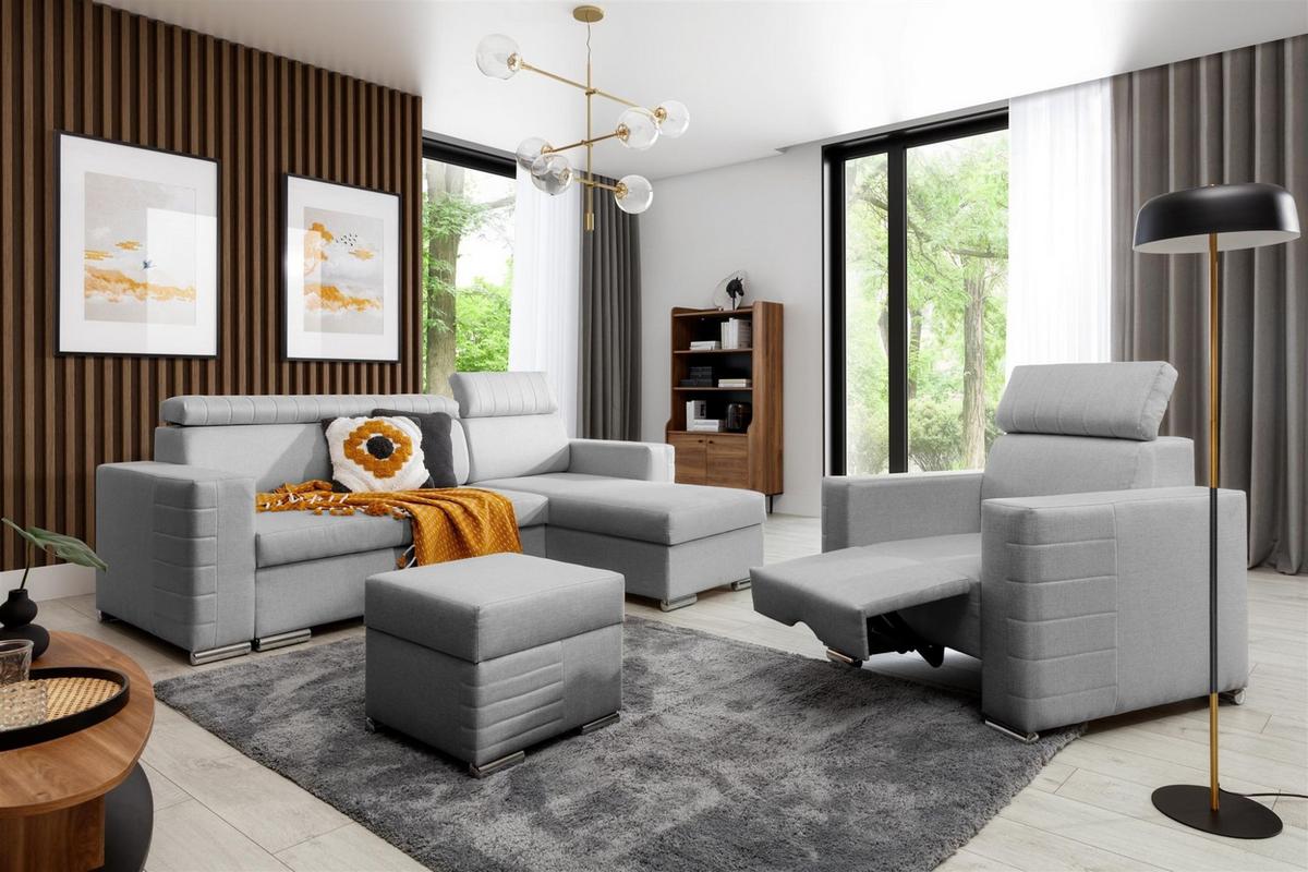 ECKSOFA Canton In Liverpool - Grau, Holzwerkstoff/Textil (260/173cm) - Fun Möbel