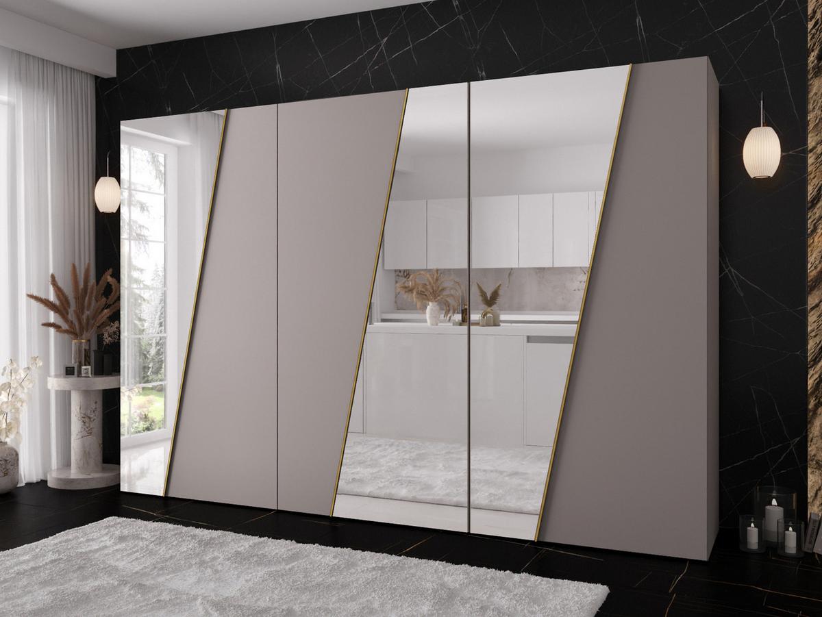 DREHTÜRENSCHRANK Zen 3L 300 cm - Kaschmir/Goldfarben, Holzwerkstoff/Kunststoff (300/202/50cm) - MIRJAN24
