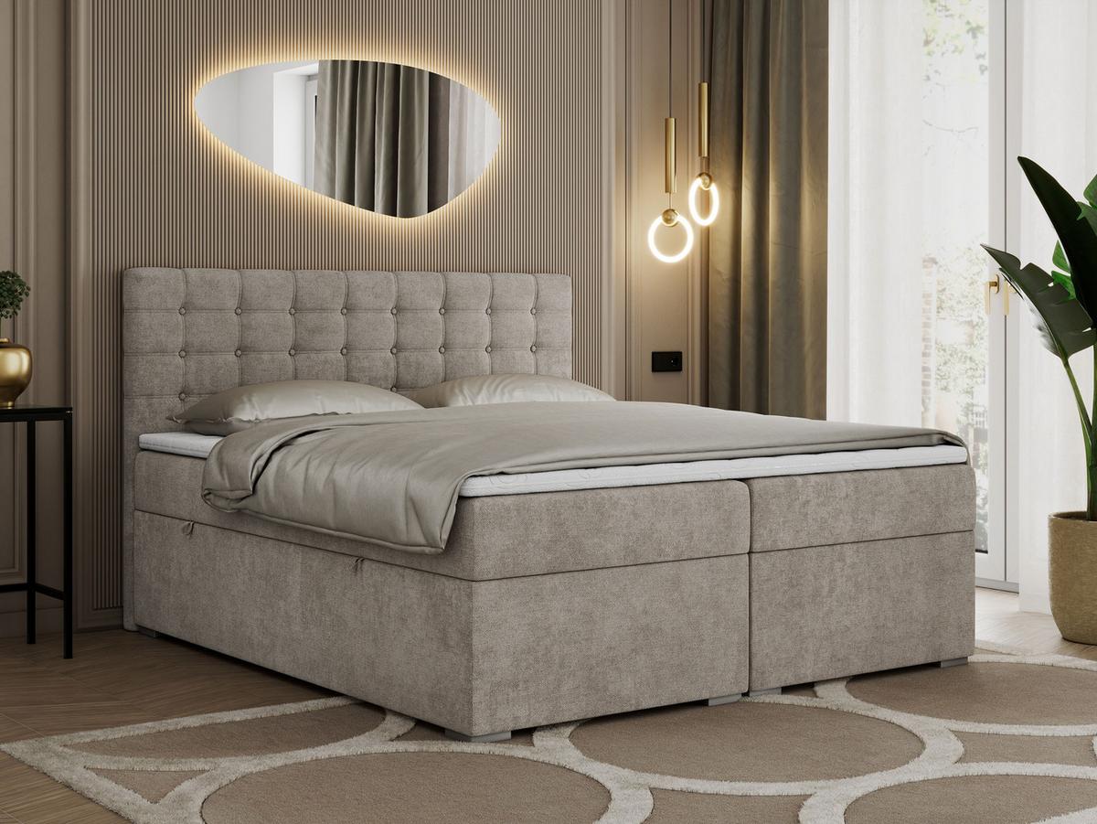 BOXBETT SUSAN 180/200 Beige Struktur - H3 - Beige, Holz/Textil (180/200cm) - MKS