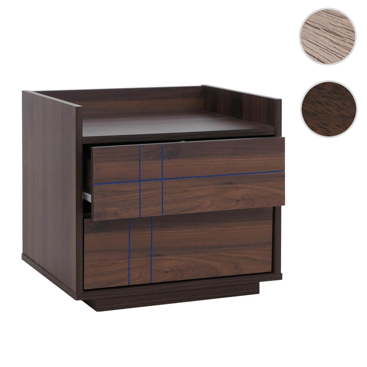 NACHTTISCH eckig Walnuss Dekor - Walnussfarben, Holz (48/43/41cm) - MCW