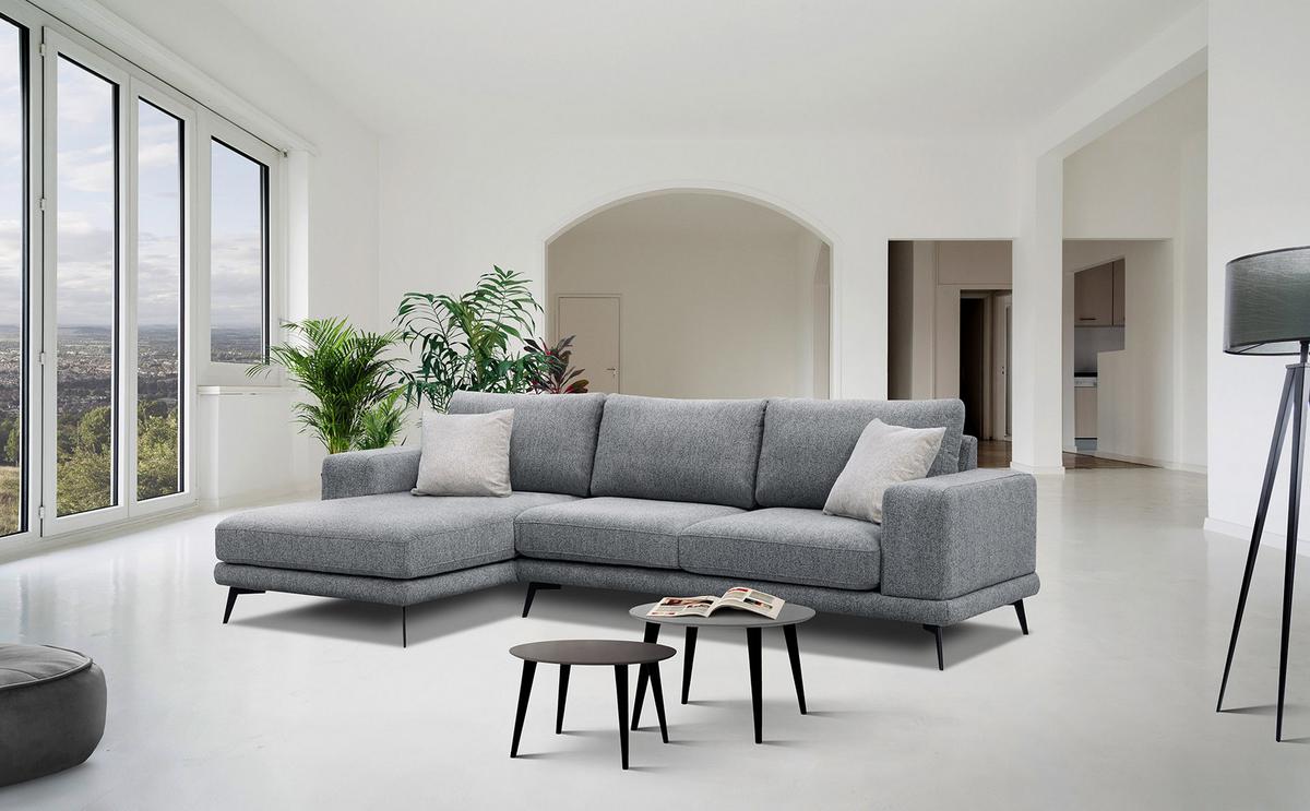 ECKSOFA MEDIOLANE 5-Sitzer, grau - Grau, Holzwerkstoff/Textil (158/282cm) - Wozimo