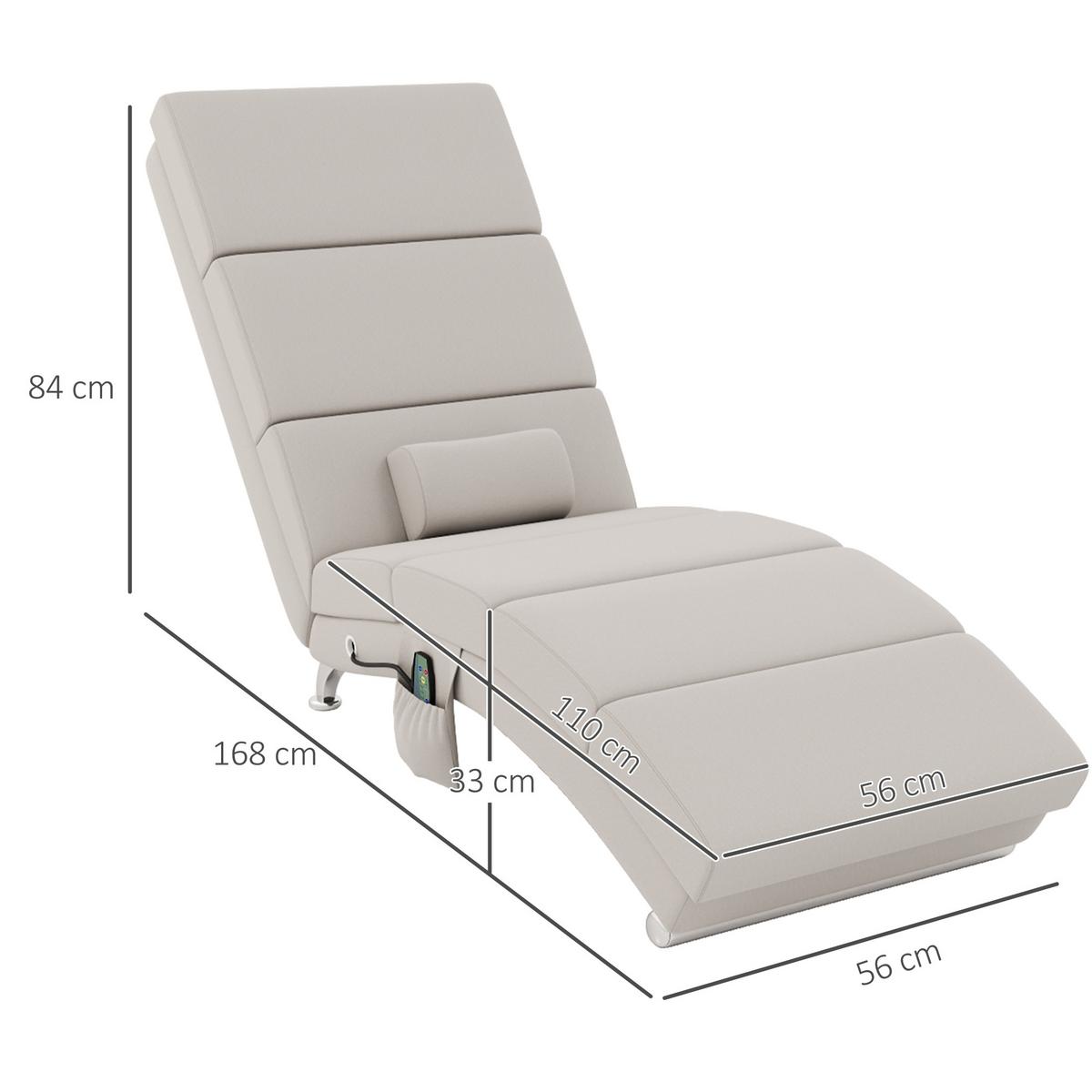 MASSAGESESSEL Polyester Stahl Cremeweiß - Chromfarben/Creme, Textil/Metall (168/84/56cm) - HOMCOM