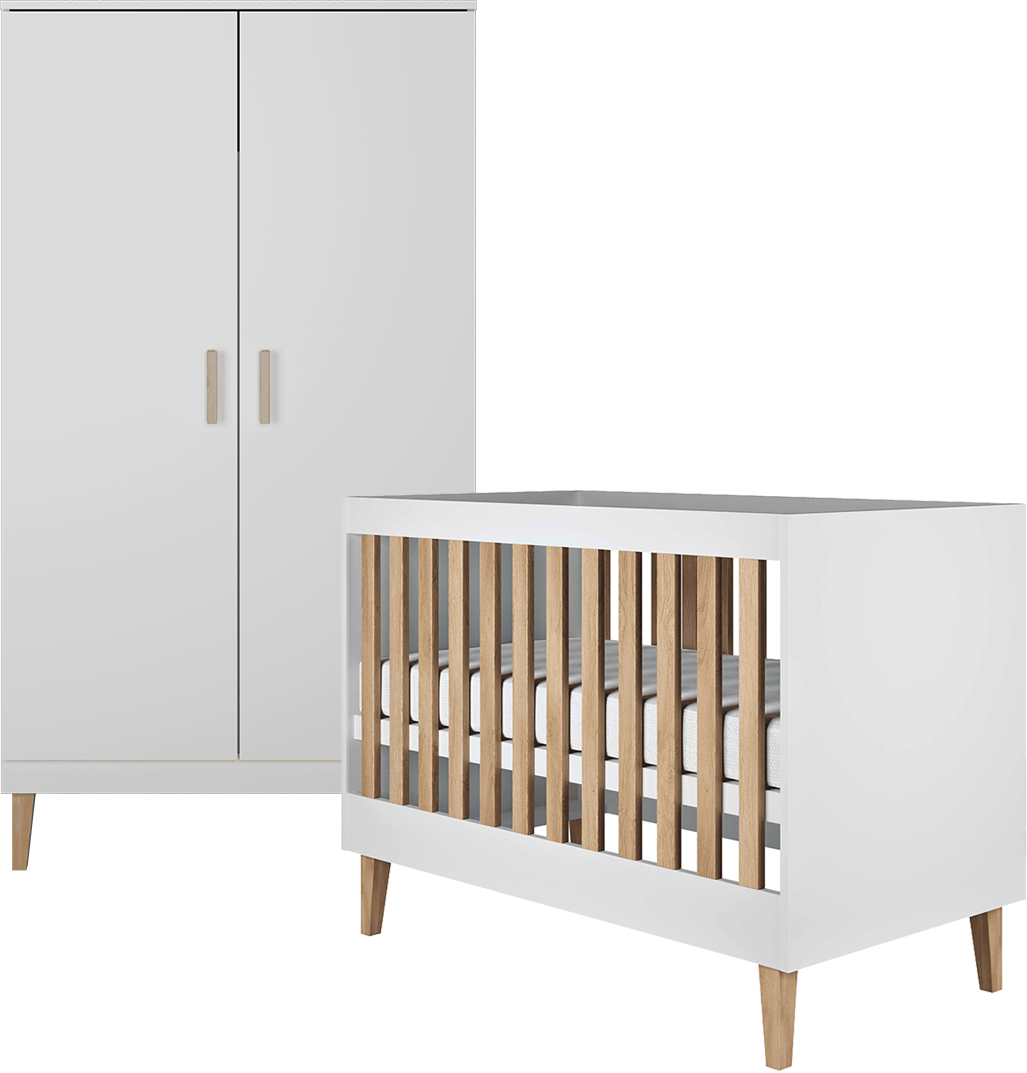 BABYZIMMER 2-teilig Kubi Weiß - Weiß, Holzwerkstoff (66/90/124cm) - Petits-meubles