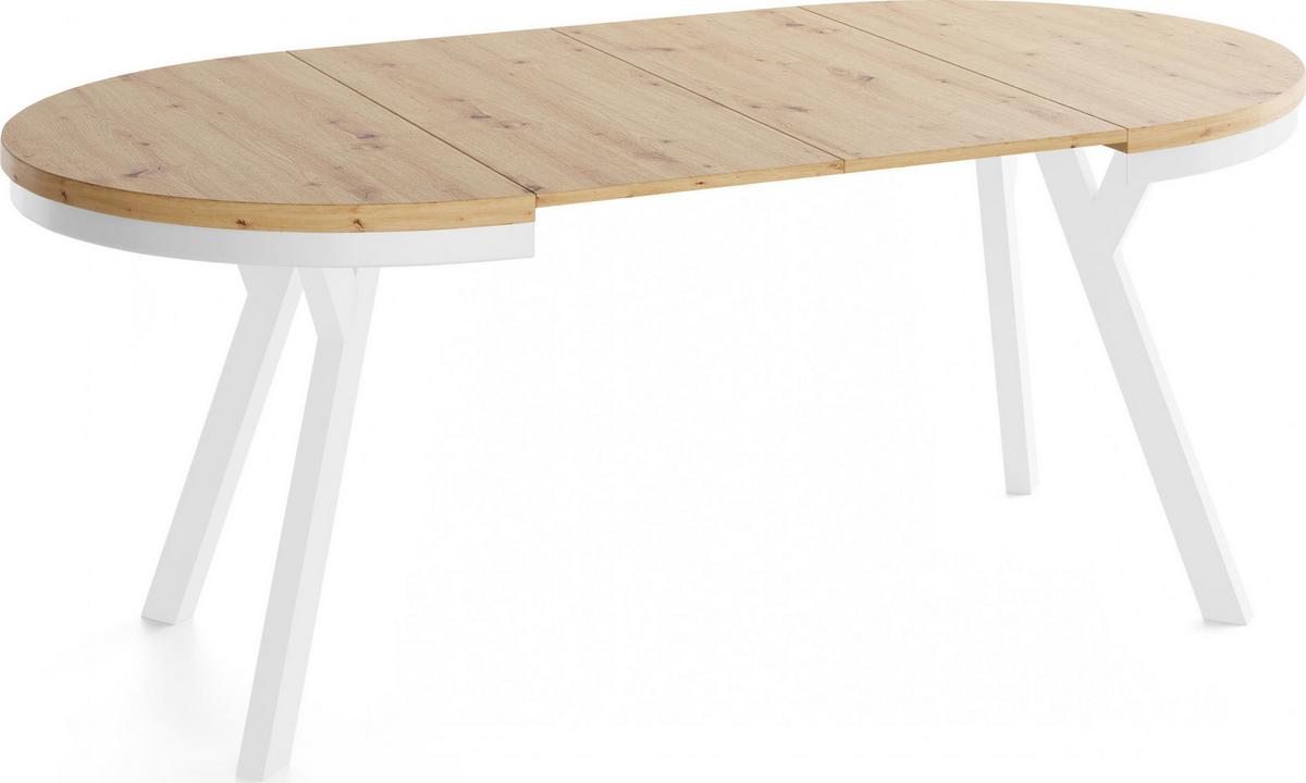 ESSTISCH Vero Neo Weiß rund ausziehbar verlängerbar, Eiche Artisan Hellbraun 100-200/100/77 cm - Eiche Artisan/Weiß, Holz/Holzwerkstoff (100/200/77cm) - WFL GROUP