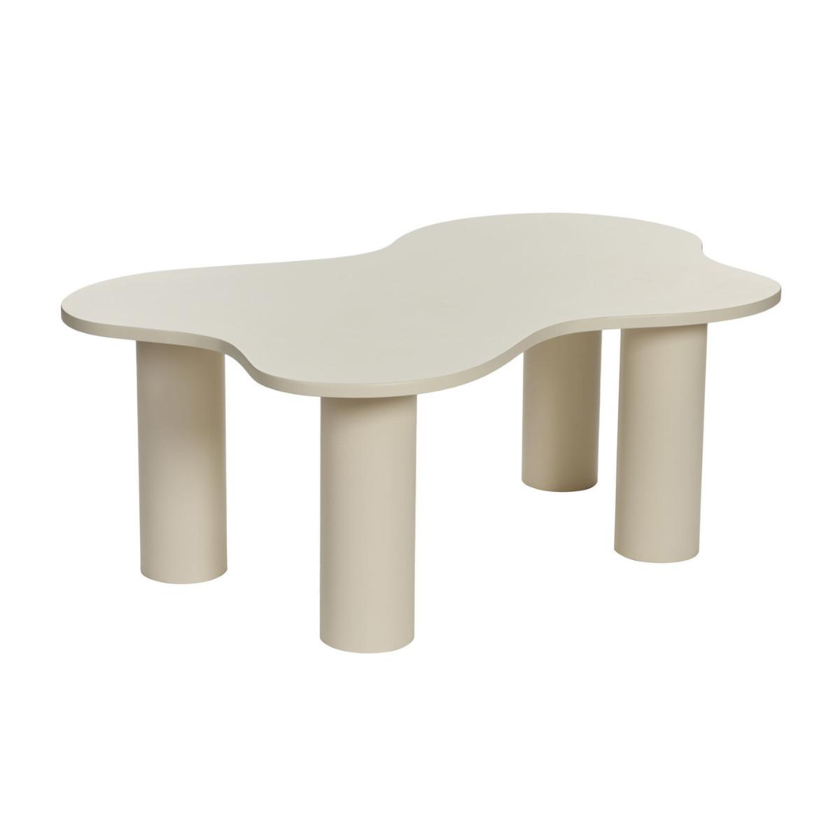 COUCHTISCH mit organisch geformter Cremeplatte 70/110/40 cm - Weiß, Holzwerkstoff (48/70/40cm) - Calicosy