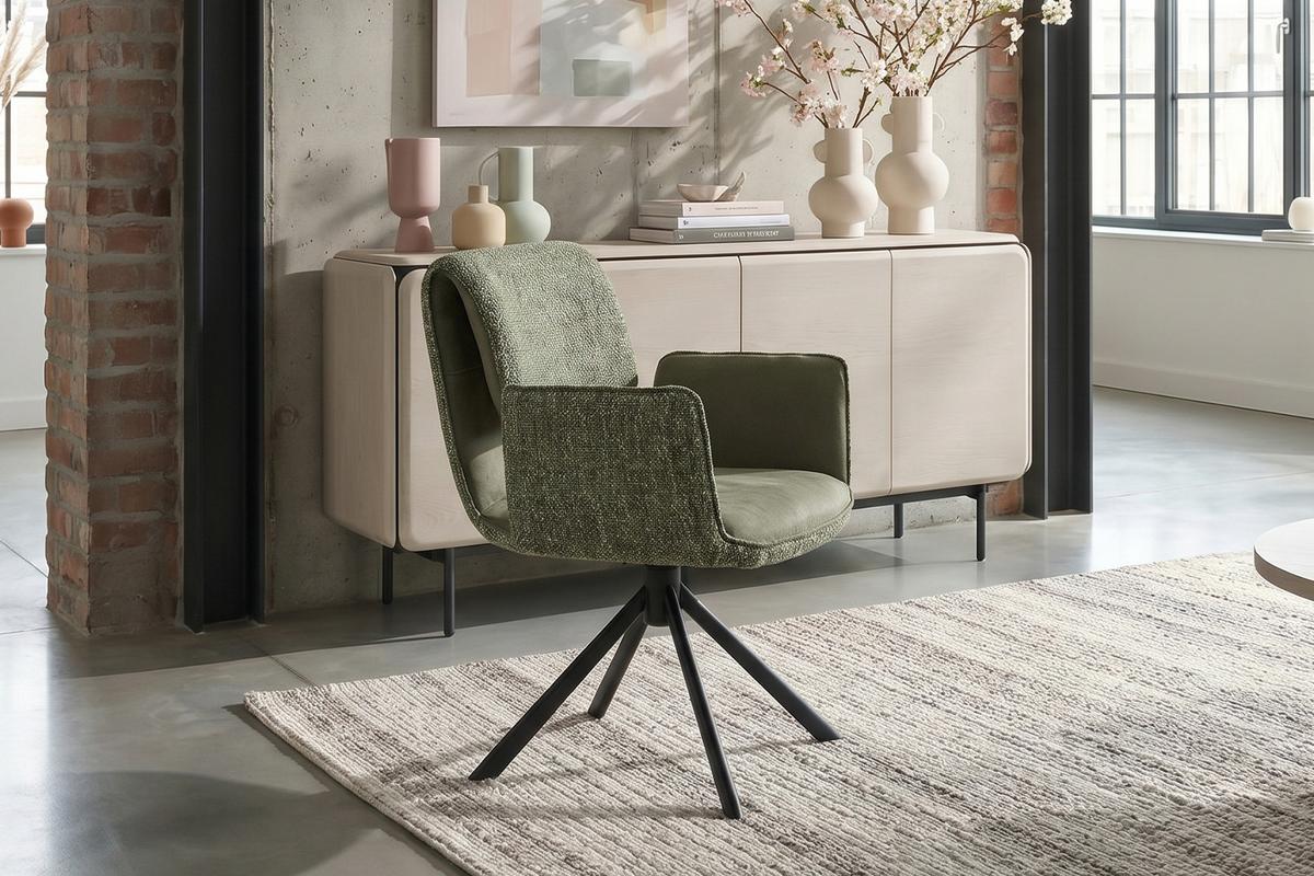ESSZIMMERSTUHL EDENIA Grün Webstoff Drehbar (360°) (1er-Set) - Grün, Kunststoff/Textil (60/86/65cm) - KAWOLA
